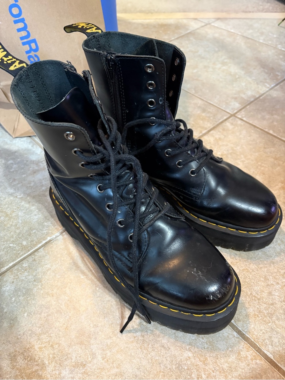 Dr. Martens Jadon Platform Boots Women's 10 Black Leather Combat Boots